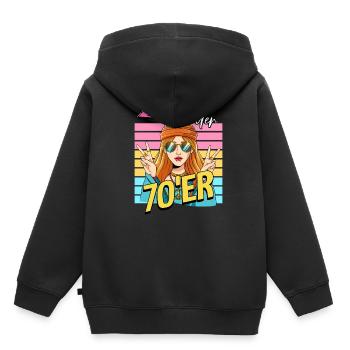 Kind der 70er Jahre Frau Kostüm - Kinder Premium Organic Hoodie - Schwarz - Hinten - AI Model Kid Male (0cm)