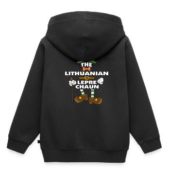 Le lutin lituanien Saint-Patrick - Sweat Premium à capuche enfant bio - noir - Dos - AI Model Kid Male (0cm)