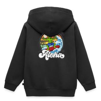 Aloha Hawaiian Hawaiian Surfer Surfing - Sweat Premium à capuche enfant bio - noir - Dos - AI Model Kid Male (0cm)