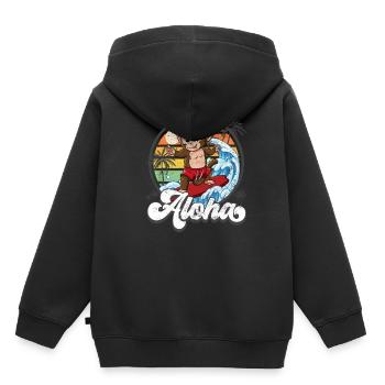 Aloha Hawaiian Hawaiian Surfer Surfing - Sweat Premium à capuche enfant bio - noir - Dos - AI Model Kid Male (0cm)