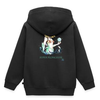 superpouvoir plongée sous marine : SUPER PLONGEUSE - Sweat Premium à capuche enfant bio - noir - Dos - AI Model Kid Male (0cm)