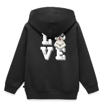 J’adore le maltais - Sweat Premium à capuche enfant bio - noir - Dos - AI Model Kid Male (0cm)