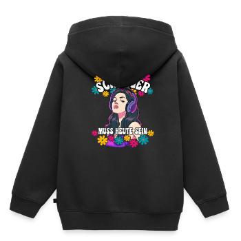 Schlager - Kinder Premium Organic Hoodie - Schwarz - Hinten - AI Model Kid Male (0cm)