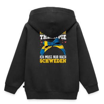 Schweden - Kinder Premium Organic Hoodie - Schwarz - Hinten - AI Model Kid Male (0cm)