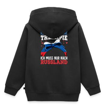 Russland - Kinder Premium Organic Hoodie - Schwarz - Hinten - AI Model Kid Male (0cm)