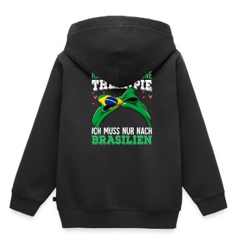 Brasilien - Kinder Premium Organic Hoodie - Schwarz - Hinten - AI Model Kid Male (0cm)