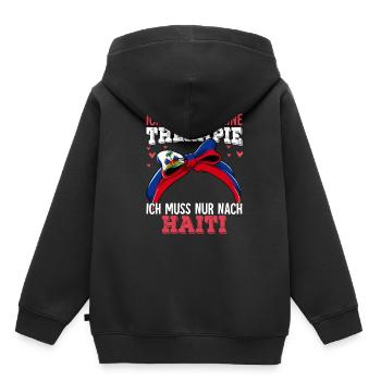 Haiti - Kinder Premium Organic Hoodie - Schwarz - Hinten - AI Model Kid Male (0cm)