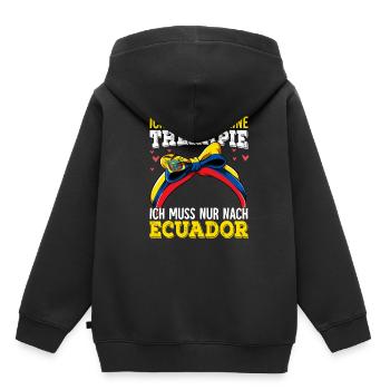 Ecuador - Kinder Premium Organic Hoodie - Schwarz - Hinten - AI Model Kid Male (0cm)