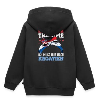 Kroatien - Kinder Premium Organic Hoodie - Schwarz - Hinten - AI Model Kid Male (0cm)