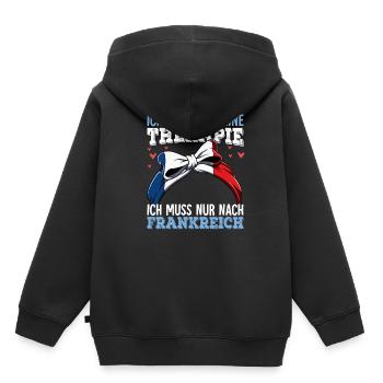 Frankreich - Kinder Premium Organic Hoodie - Schwarz - Hinten - AI Model Kid Male (0cm)