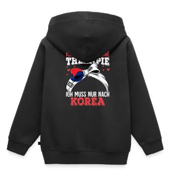 Korea - Kinder Premium Organic Hoodie - Schwarz - Hinten - AI Model Kid Male (0cm)