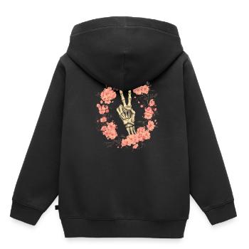 Signe de paix de la main squelette - Sweat Premium à capuche enfant bio - noir - Dos - AI Model Kid Male (0cm)