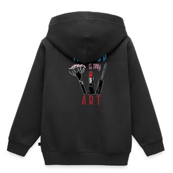 Artiste de maquillage - Sweat Premium à capuche enfant bio - noir - Dos - AI Model Kid Male (0cm)