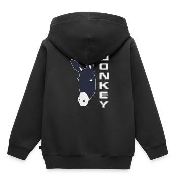 Âne mulet Muli - Sweat Premium à capuche enfant bio - noir - Dos - AI Model Kid Male (0cm)