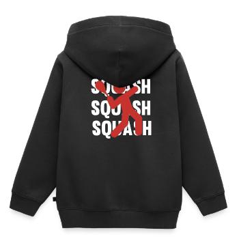 SQUASH - Kinder Premium Organic Hoodie - Schwarz - Hinten - AI Model Kid Male (0cm)