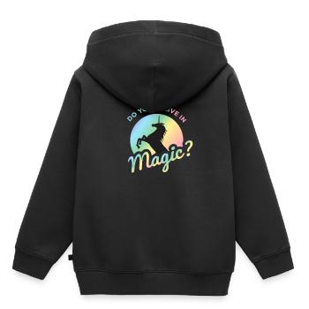 Licorne Licorne - Sweat Premium à capuche enfant bio - noir - Dos - AI Model Kid Male (0cm)