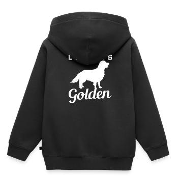 Golden Retriever - Kinder Premium Organic Hoodie - Schwarz - Hinten - AI Model Kid Male (0cm)
