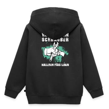 Tournevis père et fils - Sweat Premium à capuche enfant bio - noir - Dos - AI Model Kid Male (0cm)