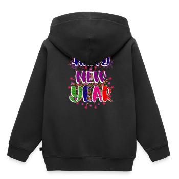 Nouvel an Nouvel An Minuit - Sweat Premium à capuche enfant bio - noir - Dos - AI Model Kid Male (0cm)