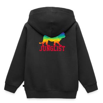 Junglist - Jungle Drum and Bass DnB Lion - Kids Premium Organic Hoodie - black - Back - AI Model Kid Male (0cm)
