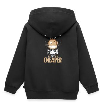 Ein Leben ohne Dich wäre sinnlos aber billiger! - Kinder Premium Organic Hoodie - Schwarz - Hinten - AI Model Kid Male (0cm)