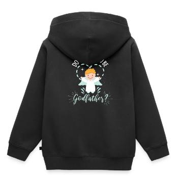 Voulez-vous être mon parrain? - Sweat Premium à capuche enfant bio - noir - Dos - AI Model Kid Male (0cm)