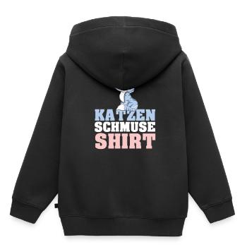 Katzen Schmuse Shirt Katze kuscheln streicheln Kat - Kinder Premium Organic Hoodie - Schwarz - Hinten - AI Model Kid Male (0cm)