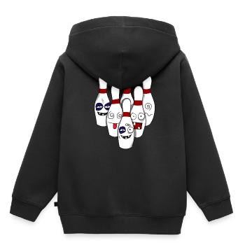 Quilles de boule de bowling détruites - Sweat Premium à capuche enfant bio - noir - Dos - AI Model Kid Male (0cm)
