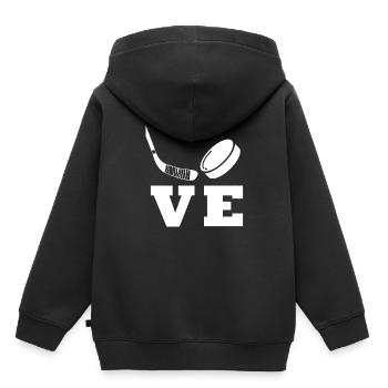 Hockey sur glace Love Hockey sur glace - Sweat Premium à capuche enfant bio - noir - Dos - AI Model Kid Male (0cm)