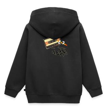 Lustig Kassette Stift - Kinder Premium Organic Hoodie - Schwarz - Hinten - AI Model Kid Male (0cm)