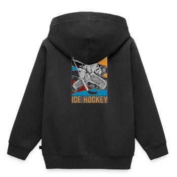 Hockey sur glace rondelle de hockey sur glace - Sweat Premium à capuche enfant bio - noir - Dos - AI Model Kid Male (0cm)