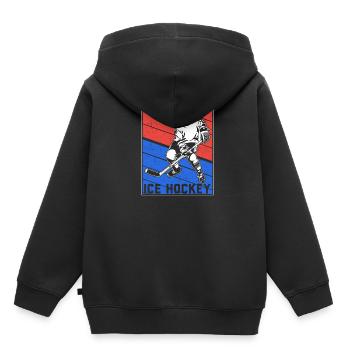 Hockey sur glace rondelle de hockey sur glace - Sweat Premium à capuche enfant bio - noir - Dos - AI Model Kid Male (0cm)
