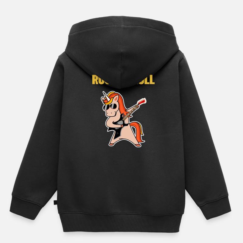 Rock n Roll Einhorn Geschenk Geschenkidee - Kinder Premium Organic Hoodie - Schwarz