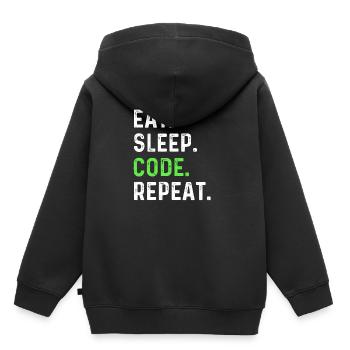 Manger sommeil répéter répéter - Sweat Premium à capuche enfant bio - noir - Dos - AI Model Kid Male (0cm)