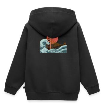 Golden Gate San Fransisco Welle - Kinder Premium Organic Hoodie - Schwarz - Hinten - AI Model Kid Male (0cm)