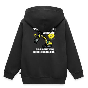 Wer anderen Grube gräbt braucht Grubengrabgerät - Kinder Premium Organic Hoodie - Schwarz - Hinten - AI Model Kid Male (0cm)