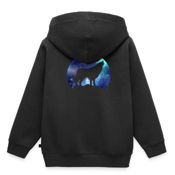 Wolf - Kinder Premium Organic Hoodie - Schwarz - Hinten - AI Model Kid Male (0cm)