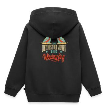 Planche à voile femme planche à voile - Sweat Premium à capuche enfant bio - noir - Dos - AI Model Kid Male (0cm)