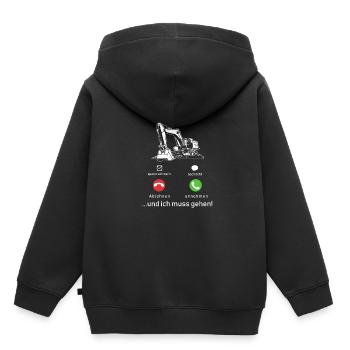 Mon excavateur appelle - Sweat Premium à capuche enfant bio - noir - Dos - AI Model Kid Male (0cm)