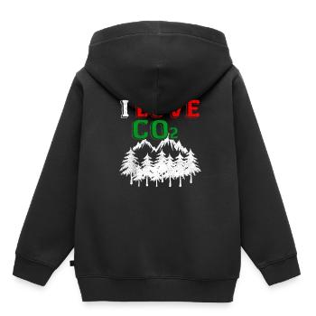 J'aime le CO2 - Sweat Premium à capuche enfant bio - noir - Dos - AI Model Kid Male (0cm)