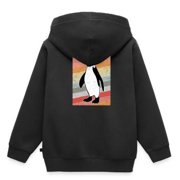 Pingouin vintage - Sweat Premium à capuche enfant bio - noir - Dos - AI Model Kid Male (0cm)