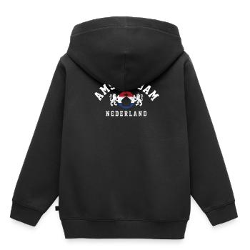 Amsterdam - Kinder Premium Organic Hoodie - Schwarz - Hinten - AI Model Kid Male (0cm)