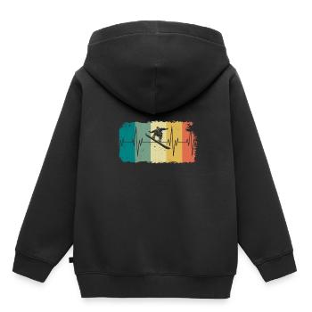 Snowboard Herzschlag Vintage EKG Winter Geschenk - Kinder Premium Organic Hoodie - Schwarz - Hinten - AI Model Kid Male (0cm)