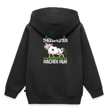 Meine Therapeuten machen Muh - Kinder Premium Organic Hoodie - Schwarz - Hinten - AI Model Kid Male (0cm)