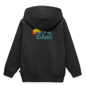 Souvenirs vintage Idaho USA - Sweat Premium à capuche enfant bio - noir - Dos - AI Model Kid Male (0cm)