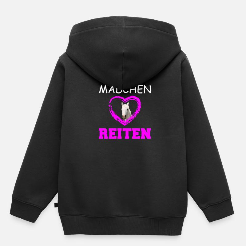 ECHTE MAeDCHEN REITEN - Kinder Premium Organic Hoodie - Schwarz