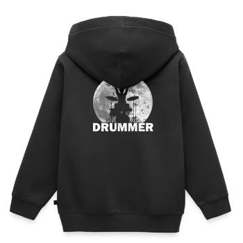 Batterie de batteur - Sweat Premium à capuche enfant bio - noir - Dos - AI Model Kid Male (0cm)