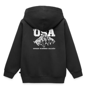 USA Unser Schönes Allgäu Bayern Wandern Berge - Kinder Premium Organic Hoodie - Schwarz - Hinten - AI Model Kid Male (0cm)