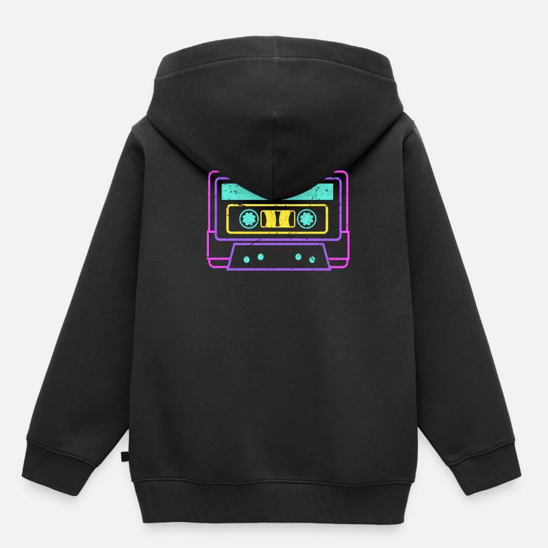 Cassette vintage rétro - Sweat Premium à capuche enfant bio - noir