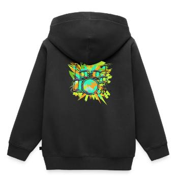 Batteur de batterie - Sweat Premium à capuche enfant bio - noir - Dos - AI Model Kid Male (0cm)